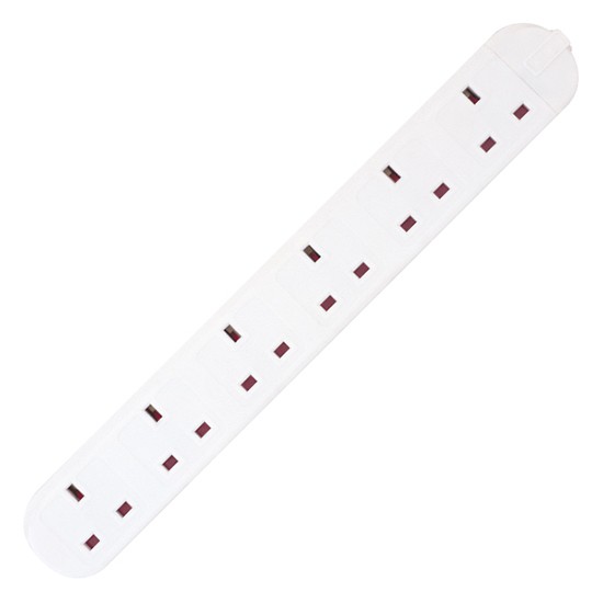 13A 6 Gang Trailing Socket + Neon - White - 9568