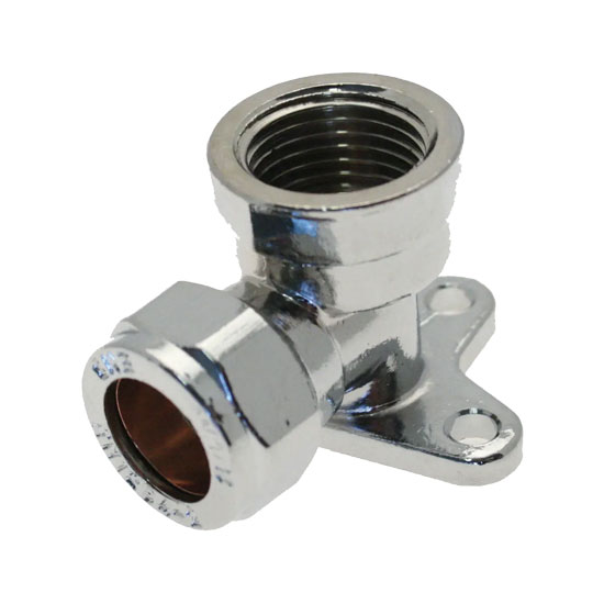 15mm Chrome Compression Elbow x 1/2" Female BSP Backplate