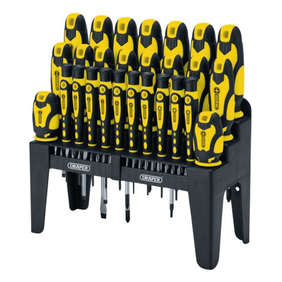 Draper 16824 Soft Grip Screwdriver and Bit Set - Yellow (47 Piece)