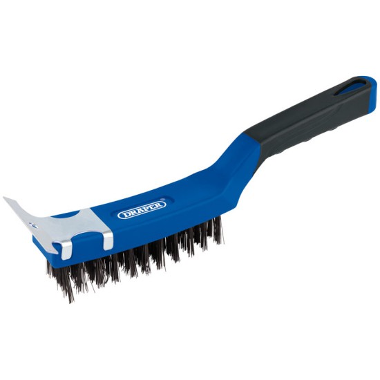 Draper 17182 4 Row Carbon Steel Wire Scratch Brush with Scraper - 285mm