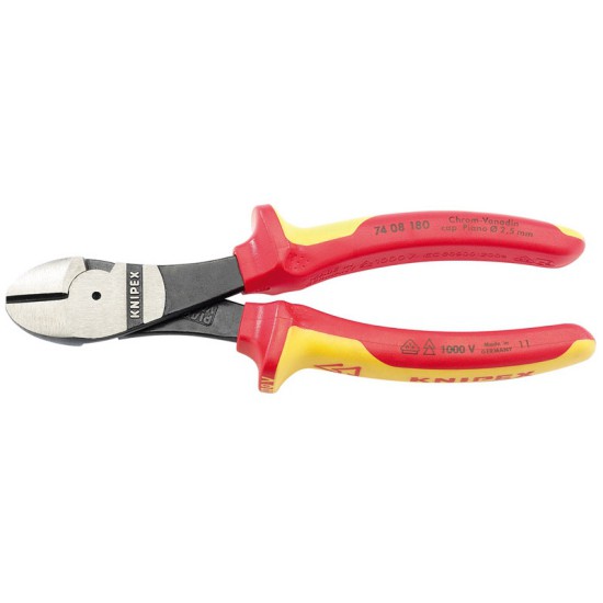 Knipex 74 08 UKSBE VDE Fully Insulated High Leverage Diagonal Side Cutters