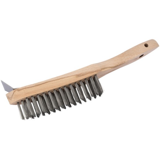 Draper 36176 Heavy Duty 4 Row Wire Scratch Brush with Scraper - 310mm