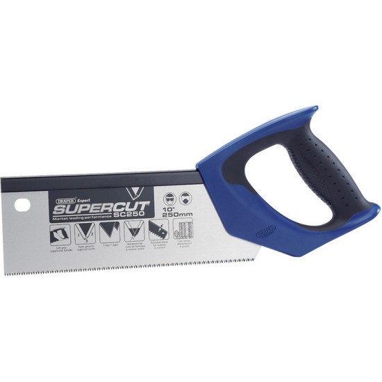 Draper 49281 Supercut Soft Grip Hardpoint Tenon Saw 250mm/10" 11tpi/12ppi