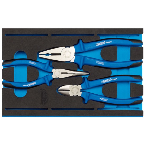 Draper 63262 3 Piece Heavy Duty Plier Set in 1/4 Drawer Tray