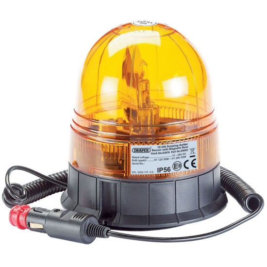 Draper 63878 12/24V Magnetic Base Rotating Beacon