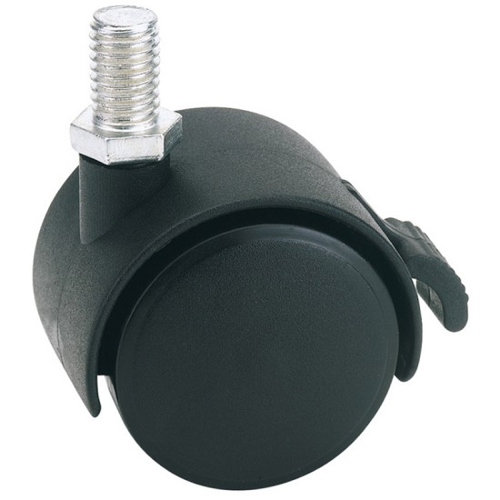 Draper 65465 Twin Nylon Bolt Castor with Brake - 40mm Diameter - S.W.L - 25kg