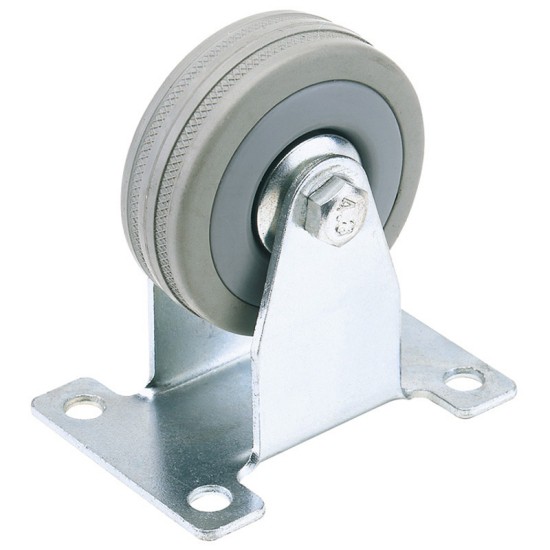 Draper 65472 Fixed Plate Fixing Rubber Castor - 50mm Diameter - S.W.L - 50kg