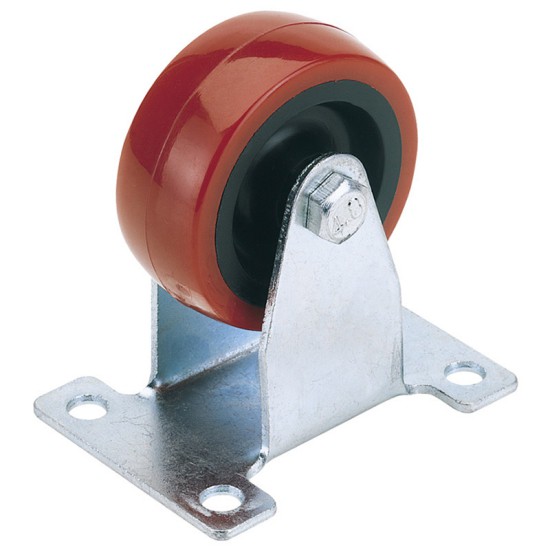 Draper 65512 Fixed Plate Fixing Polyurethane Wheel - 50mm Diameter - S.W.L - 75kg