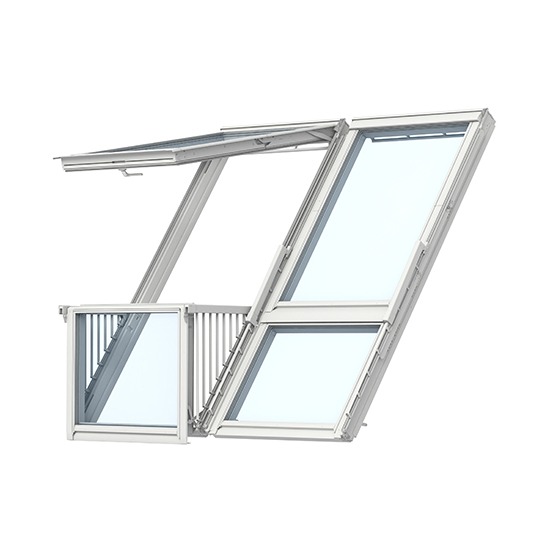 Velux GDL SK0W225 White Painted Double Roof Balcony Set Tile Flashing + BDX & BFX