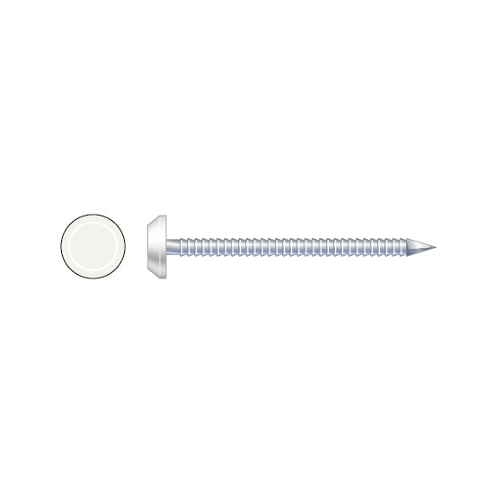 White Stainless Steel Plastic Headed Polytop Ring Shank Nails - Box of 100