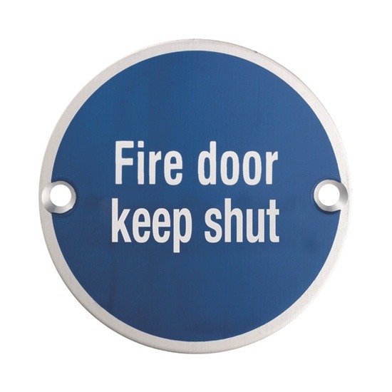Eurospec SEX1011SSS 'Fire Door Keep Shut' 76mm Circular Sign