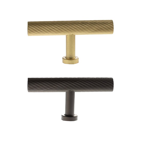 Atlantic Millhouse Brass Paddington Spiral T-Bar Cabinet Knob Handle