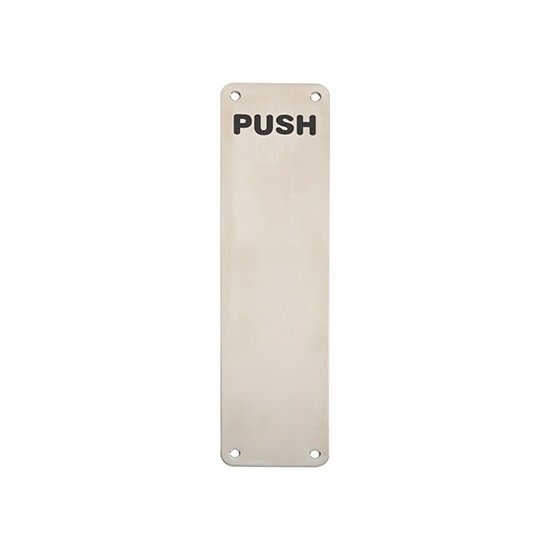 Eurospec Finger Plate Engraved Push FPP1302SSS Satin Stainless Steel - 300 x 75mm