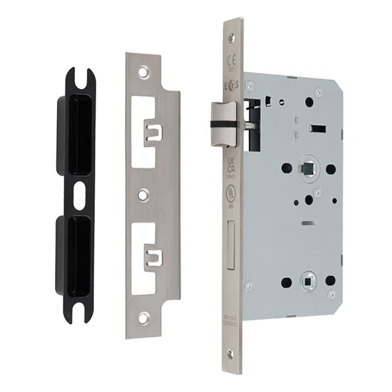 Eurospec DLX7860WCSSS DIN Satin Stainless Bathroom Lock 60mm Backset