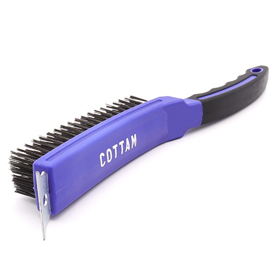 Cottam IWI00043 6 Row Steel Wire Brush & Scraper (Soft Grip Handle)