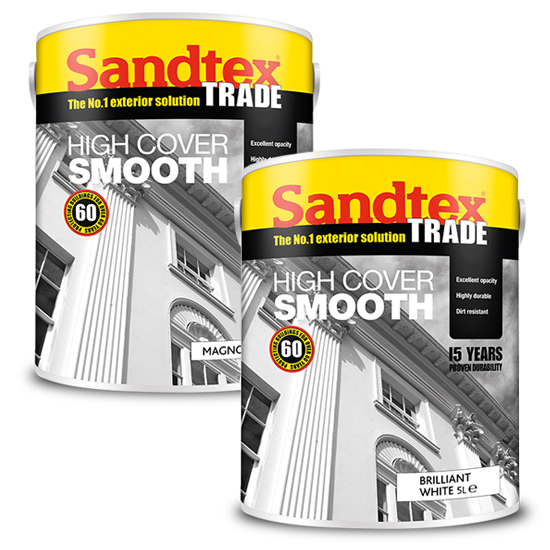 Sandtex Trade High Cover Smooth Masonry Paint - 5 Litres