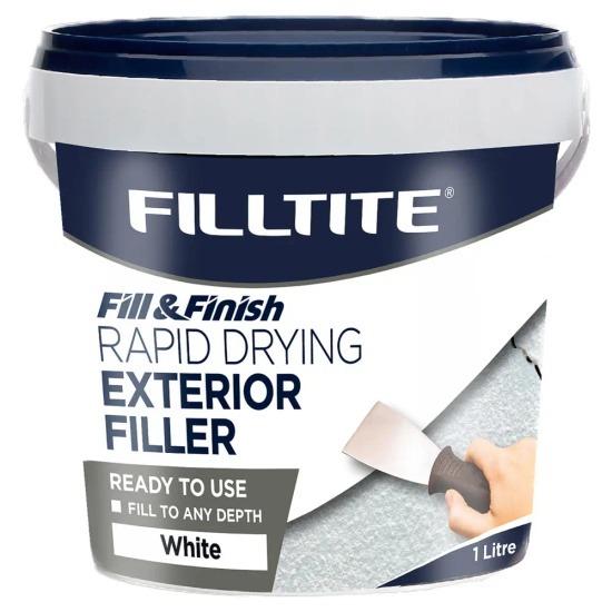 Filltite F18373 Ready To Use Rapid Drying Off-White Exterior Filler - 1 Litre