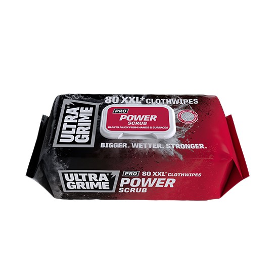 UltraGrime PRO Power Scrub XXL+ Cloth Wipes - 80 Pack