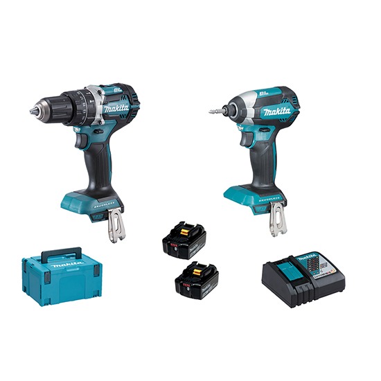 Makita DLX2180TJ 18V Brushless Combi Drill & Impact Driver c/w 2 x 5Ah Batteries
