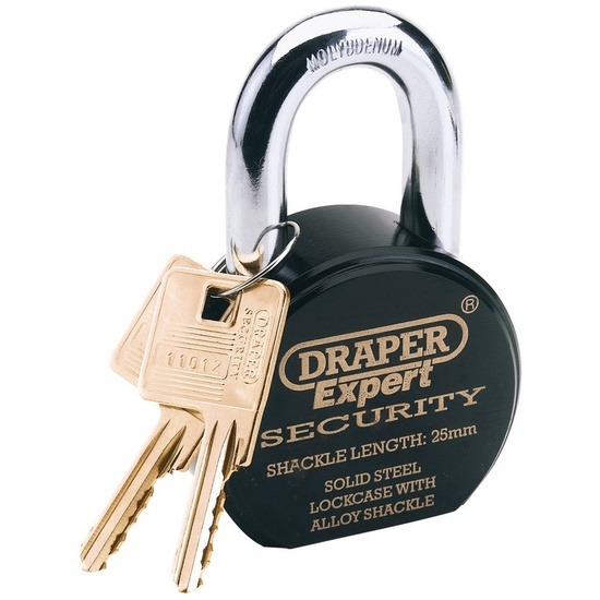 Draper 64206 Heavy Duty Stainless Steel Padlock & 2 Keys