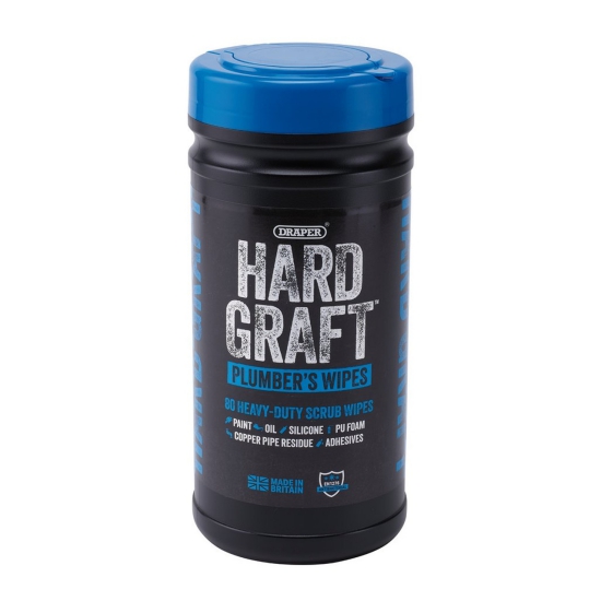 Draper 12438 Hard Graft Plumbers Wipes (Tub of 80)