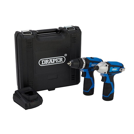 Draper 70257 12V Combi Drill & Impact Driver 2 x 1.5Ah Batteries & Fast Charger