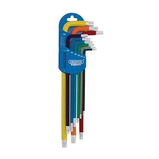 Draper 04926 Expert TX-STAR Metric Extra long Arm Key Set Colour Coded (9 Piece)