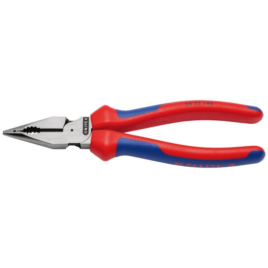 Knipex 08 22 185 SB Needle Nose Combination Pliers with Multi Component Grips Black Atramentized - 185mm (13179)