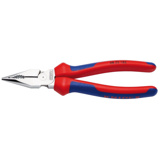 Knipex 08 25 185 SB Needle Nose Combination Pliers with Multi Component Grips Chrome Plated - 185mm (13181)