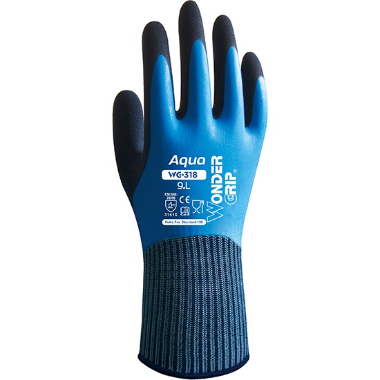 Wondergrip WG-318 Aqua Gloves - 100% Waterproofing, High Grip