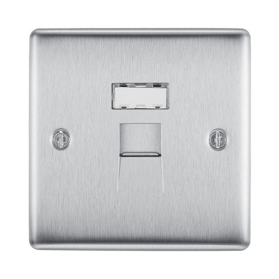 BG NBSRJ451 Brushed Steel 1G RJ45 Data Socket