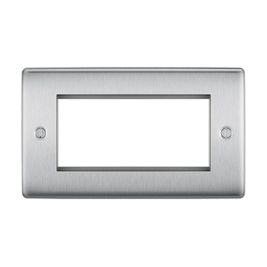 BG Nexus Polished Chrome 4 Module Front Plate Euro Module - NPCEMR4