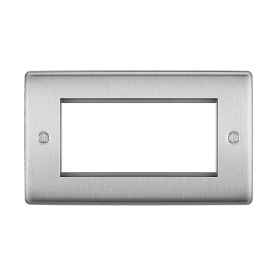 BG Nexus Brushed Steel 4 Module Front Plate Euro Module - NBSEMR4