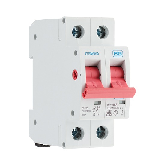 BG CUSW100 100A Main Switch - 85 x 76 x 36mm