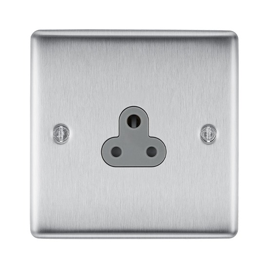 BG Nexus Metal Brushed Steel 3 Pin Socket