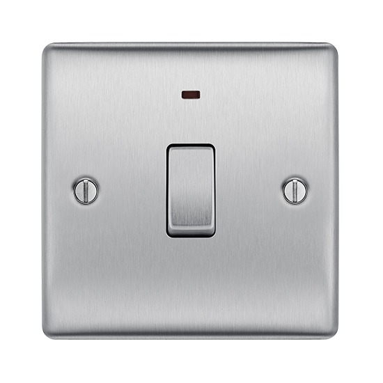 BG NBS31 Nexus Brushed Steel 20 Amp Double Pole with Power Indicator