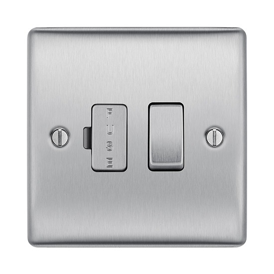 BG NBS50 Nexus Metal Switched Spur 13 Amp - Brushed Steel