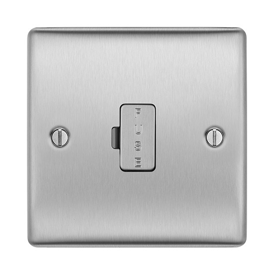 BG NBS54 Nexus Metal Unswitched Spur 13 Amp DP - Brushed Steel