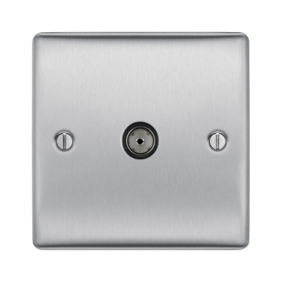 BG NBS60 Nexus Metal Co-Axial Brushed Steel 1 Gang Socket