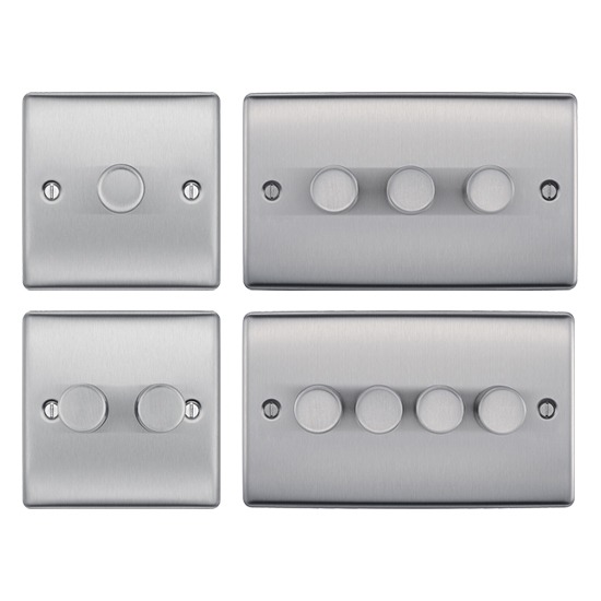 BG Nexus Metal Brushed Steel 400 Watt Dimmer Switch