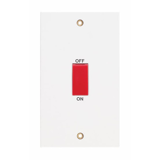 Selectric LG952 45A Double Pole Switch (2 Gang Plate) White
