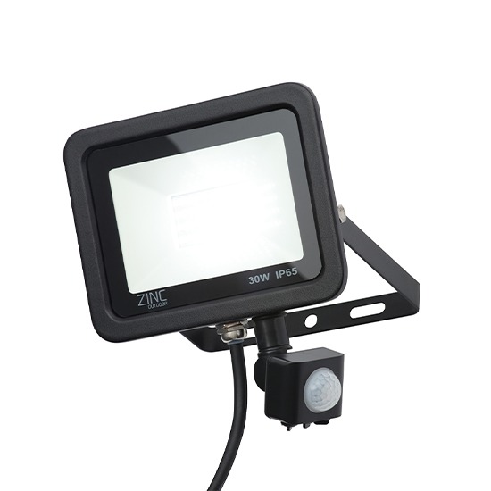 Forum ZN-34361-BLK IP65 30W Black LED Outdoor Floodlight with PIR