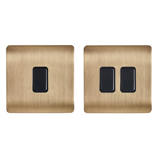 Forum Satin Brass Non-Dimmable Kinetic Switch with Black Switch & Body