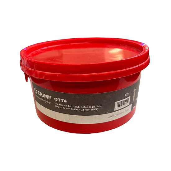 Unicrimp QTT4 Cable Clip - Tub of 400 x 1.0mm & 400 x 2.5mm