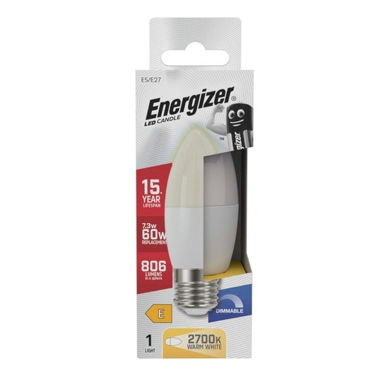 Energizer S29823 7.3W E27 2700K Warm White Opal Dimmable LED Candle