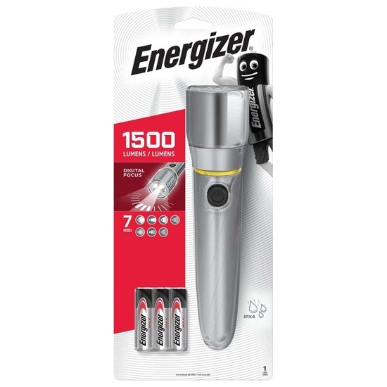 Energizer S12118 LED Vision HD Metal 1500 Lumen Torch & 6 x AA Batteries