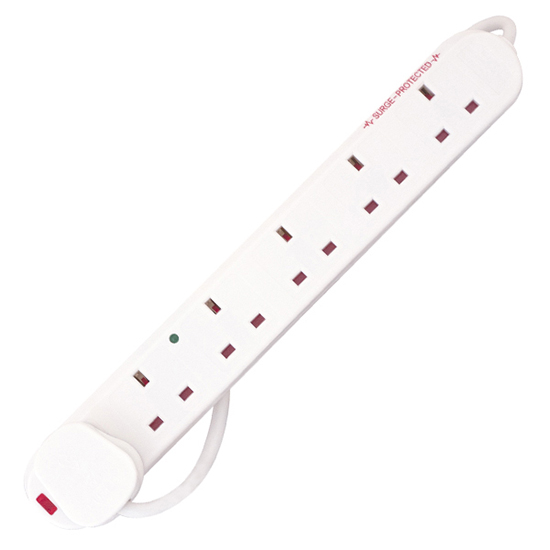 Selectric 9568/13/2M/AS 6 Gang 13A 2m Anti-Surge & Anti-Spike Extension Lead