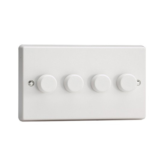 Varilight JQDP254W  4 Gang White PVC Dimmer (for LED)