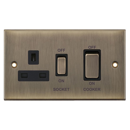 LGA Selectric DSL649 Antique Brass, Black Insert 45amp Cooker Control Unit Switched