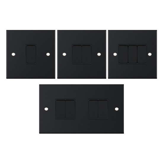 LGA Selectric Matt Black - Black Insert 2 Way Switch